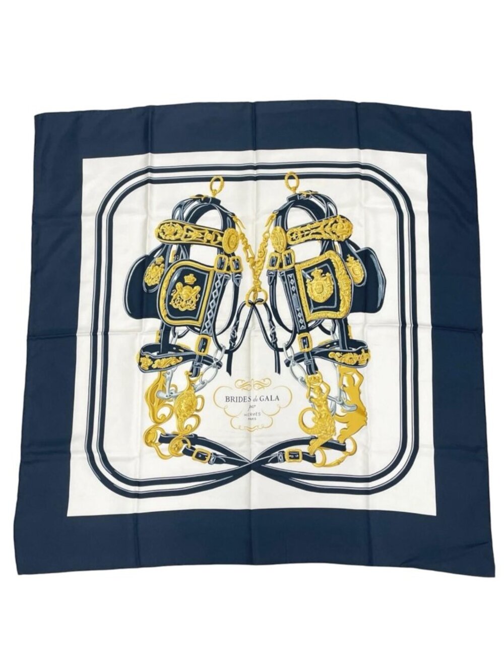 Hermes Carre 90 Brides de Gala Scarf Silk Black